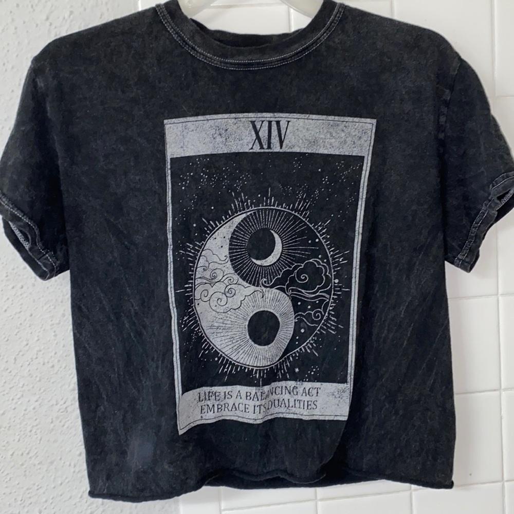 Black crop top with cute image on it